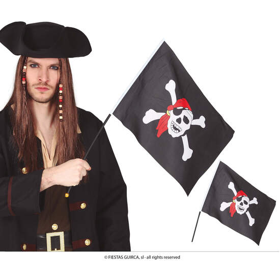 BANDERA PIRATA CON PALO 45X30 CMS. image 0