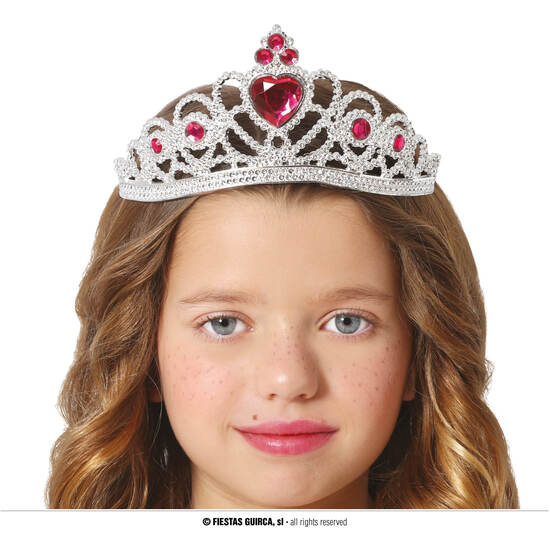 DIADEMA PLATA CORAZON ROJO INFANTIL image 0