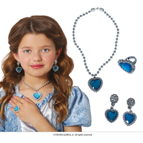 SET CORAZON AZUL (COLLAR, ANILLO Y PENDIENTES) image 0