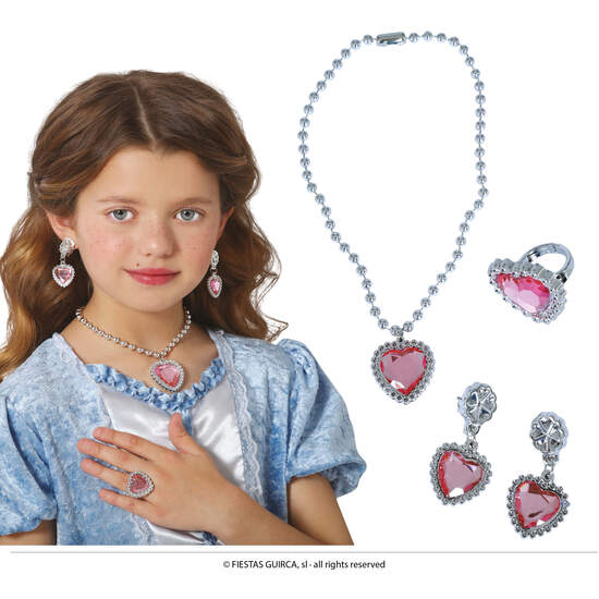 SET CORAZON ROSA(COLLAR, ANILLO Y PENDIENTES) image 0