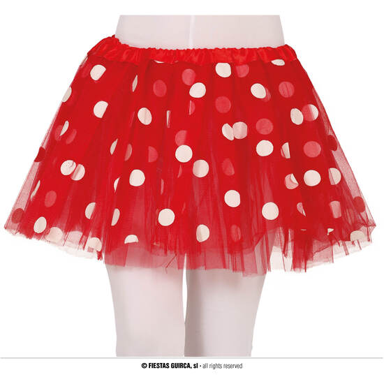 TUTU ROJO CON TOPOS BLANCOS, INFANTIL, 30 CMS. image 0