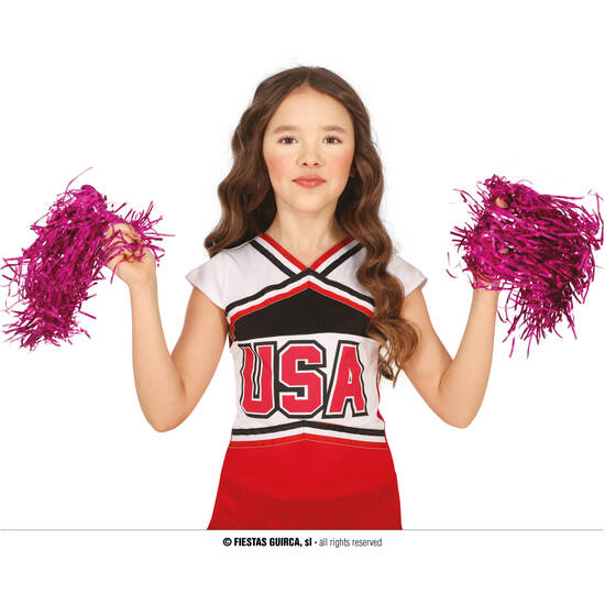 PAR DE POM-POM METALIZADOS, FUCSIA 30 GR image 0