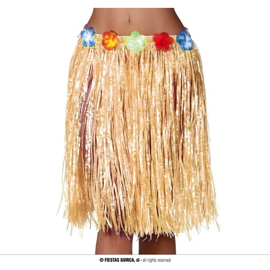 FALDA HAWAIANA FLORES 55 CMS.PAJA image 0
