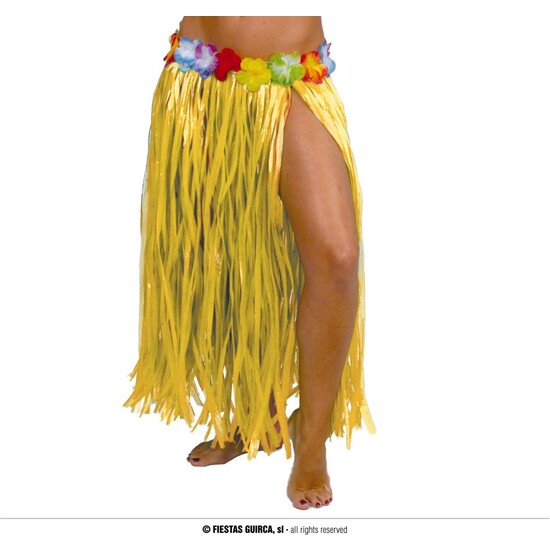 FALDA HAWAIANA FLORES 75 CMS.AMARILLO image 0