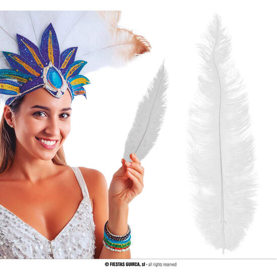 BOLSA 12 PLUMA AVESTRUZ BLANCA GRANDE 40 CMS. image 0