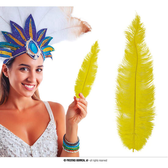 BOLSA 12 PLUMA AVESTRUZ AMARILLO GRANDE 40 CMS. image 0