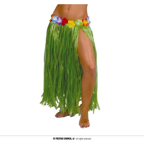 FALDA HAWAIANA FLORES 75 CMS.VERDE image 0