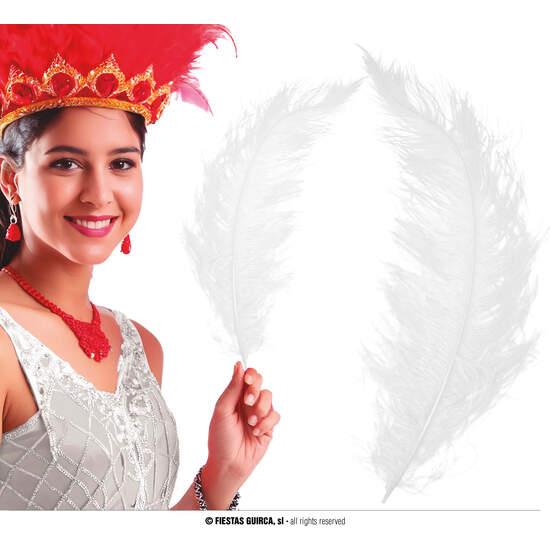 BOLSA 12 PLUMA AVESTRUZ BLANCO GIGANTE 50 CMS. image 0
