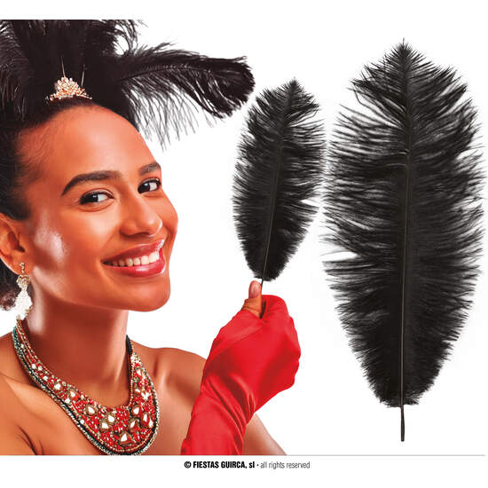 BOLSA 12 PLUMAS AVESTRUZ 30 CMS.NEGRO image 0