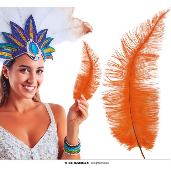 BOLSA 12 PLUMA AVESTRUZ NARANJA GRANDE 40 CMS. image 0