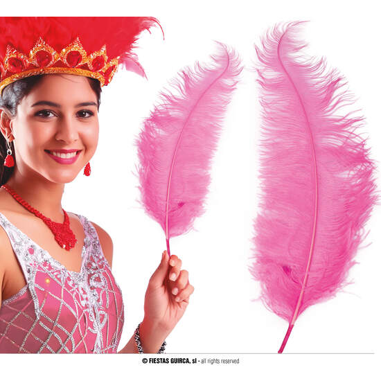 BOLSA 12 PLUMA AVESTRUZ ROSA GIGANTE 50 CMS. image 0