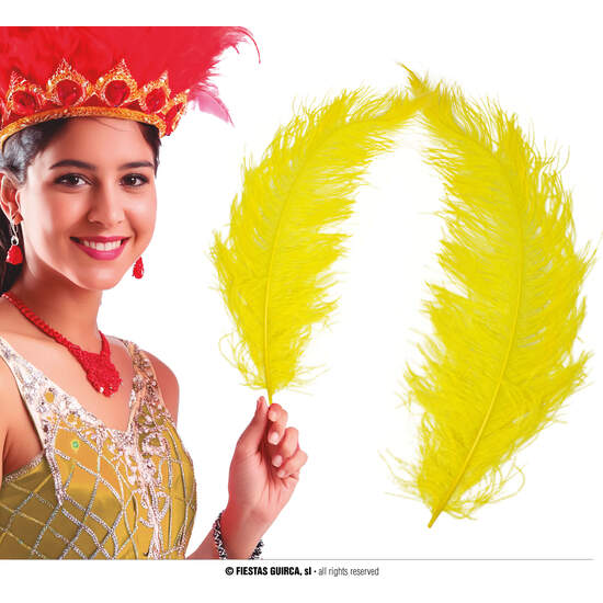 BOLSA 12 PLUMA AVESTRUZ AMARILLO GIGANTE 50 CMS. image 0