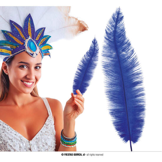 BOLSA 12 PLUMA AVESTRUZ AZUL GRANDE 40 CMS. image 0