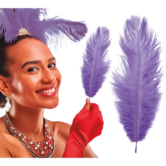 BOLSA 12 PLUMAS AVESTRUZ 30 CMS.LILA image 0