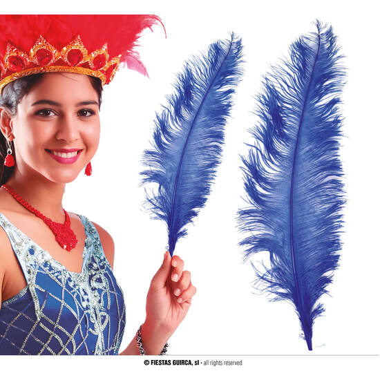 BOLSA 12 PLUMA AVESTRUZ AZUL GIGANTE 50 CMS. image 0