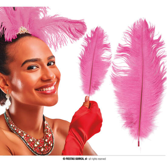 BOLSA 12 PLUMAS AVESTRUZ 30 CMS.ROSA image 0