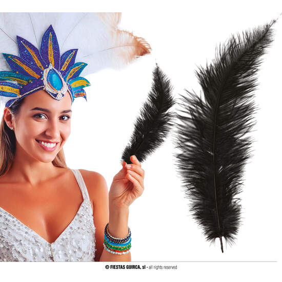 BOLSA 12 PLUMA AVESTRUZ NEGRO GRANDE 40 CMS. image 0