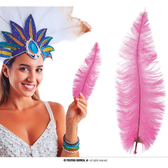 BOLSA 12 PLUMA AVESTRUZ ROSA GRANDE 40 CMS. image 0