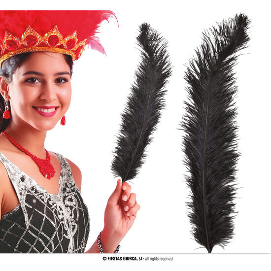 BOLSA 12 PLUMA AVESTRUZ NEGRO GIGANTE 50 CMS. image 0