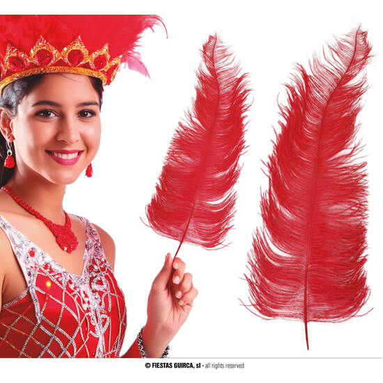 BOLSA 12 PLUMA AVESTRUZ ROJO GIGANTE 50 CMS. image 0