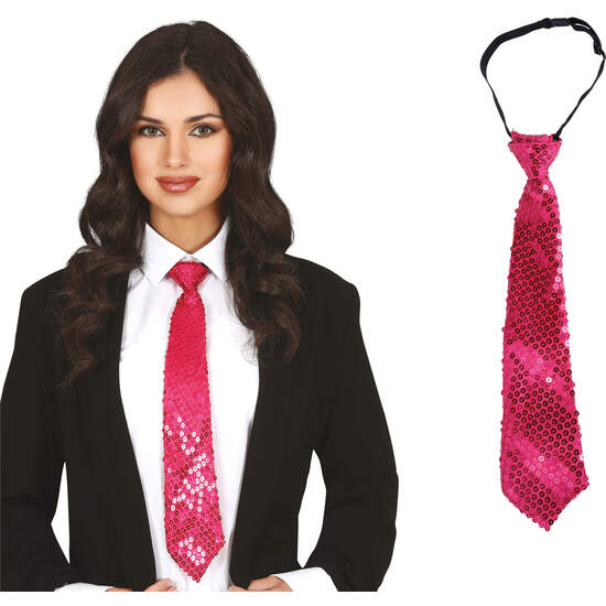 CORBATA LENTEJUELAS FUCSIA 35 CMS. image 0