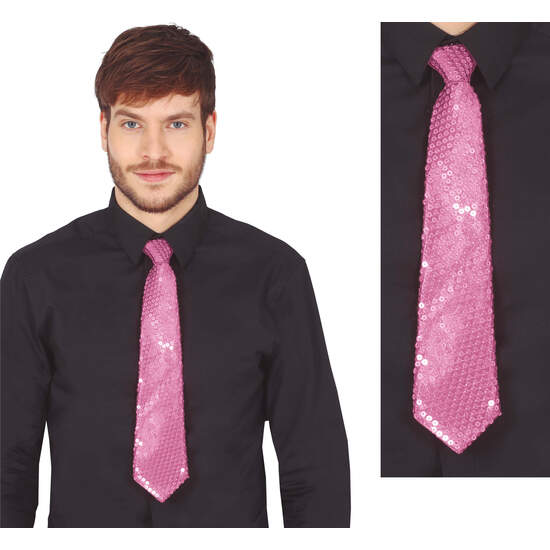 CORBATA LENTEJUELAS ROSA 35 CMS. image 0