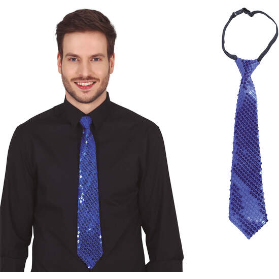 CORBATA LENTEJUELAS AZUL 35 CMS. image 0