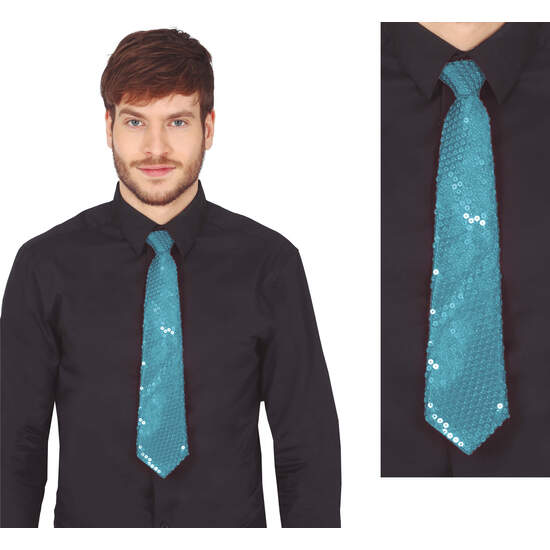 CORBATA LENTEJUELAS AZUL CIELO 35 CMS. image 0