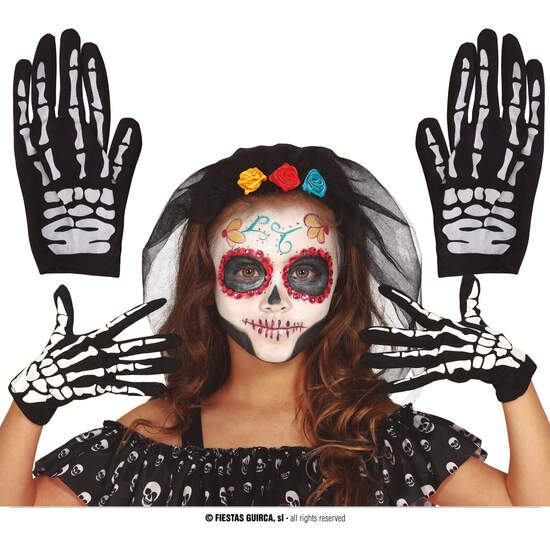 GUANTES ESQUELETO INFANTIL, 22 CMS. image 0