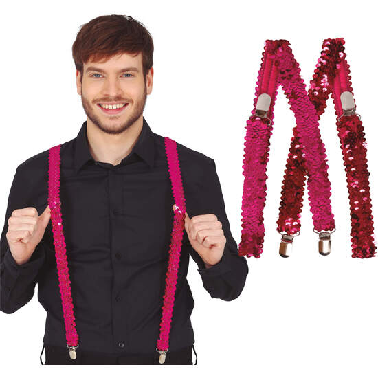 TIRANTES LENTEJUELAS FUCSIA ADULTO image 0