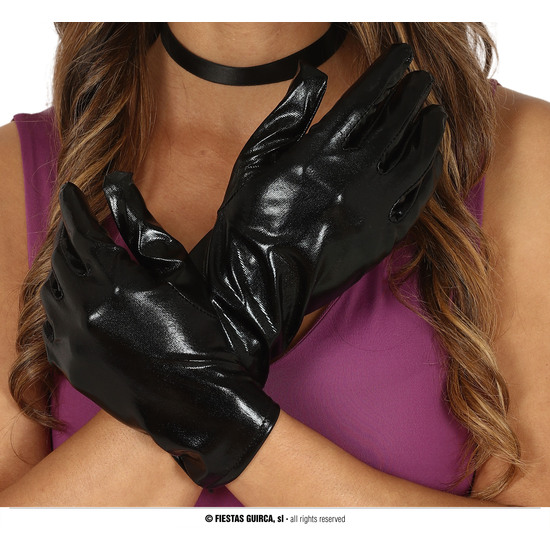 GUANTES METALIZADOS NEGROS 22 CMS image 0