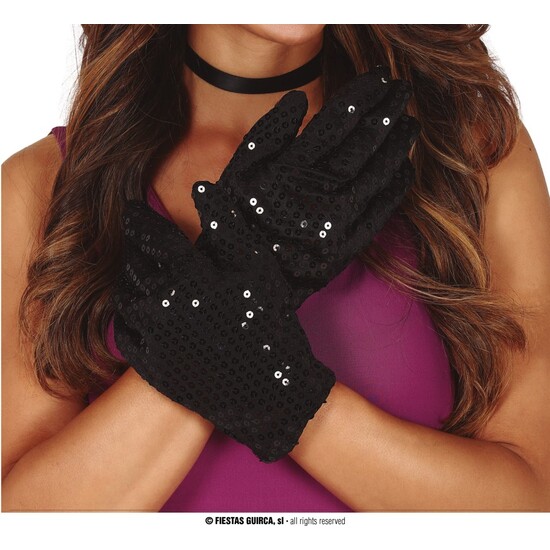 GUANTES LENTEJUELAS NEGROS 22 CMS. H.Q. image 0