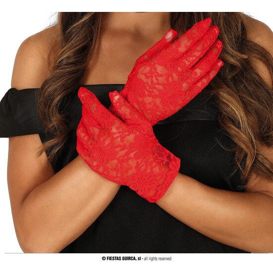 GUANTES CALADOS ROJOS 22 CMS. image 0