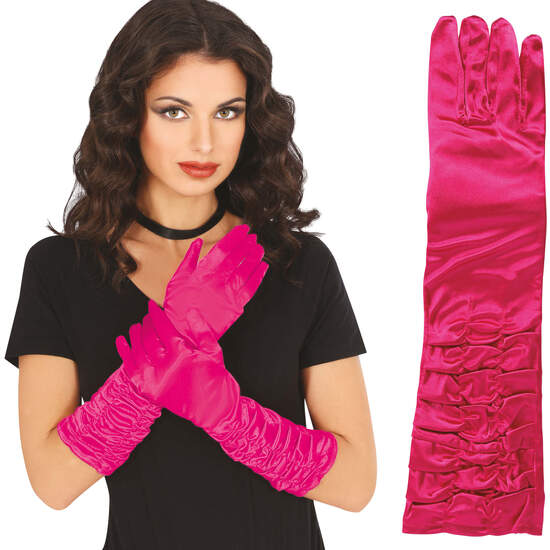 GUANTES ARRUGADOS FUCSIA 40 CMS. image 0