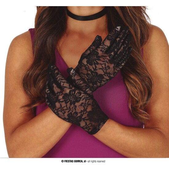 GUANTES CALADOS NEGROS 22 CMS. image 0