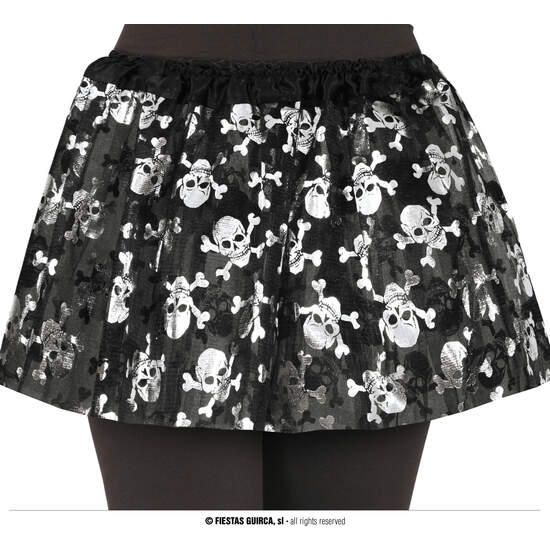 TUTU NEGRO CALAVERA PIRATA, INFANTIL, 30 CMS image 0