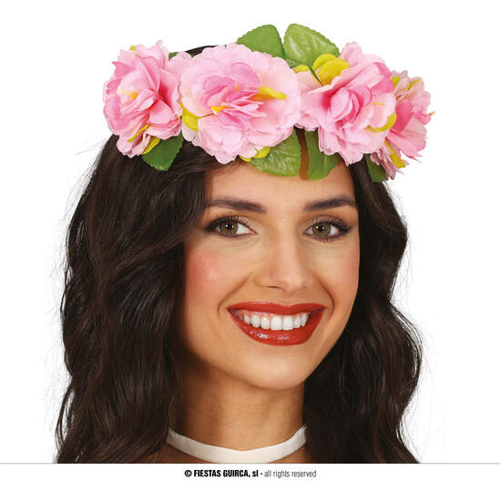 CORONA FLORES ROSAS, 20CMS image 0