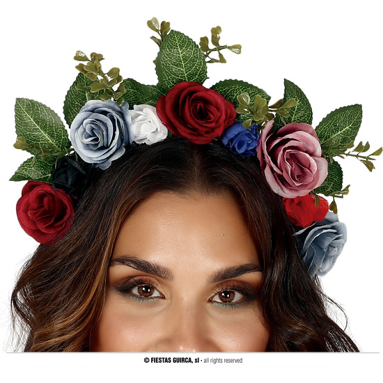 DIADEMA FLORES CON HOJAS image 0