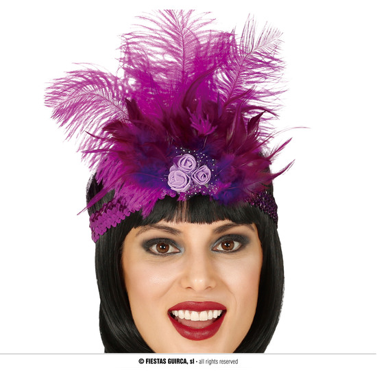 CINTA LENTEJUELAS FUCSIA CON PLUMAS image 0