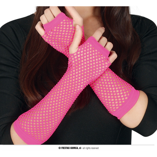 GUANTES MALLA FUCSIA NEON 26 CMS. image 0