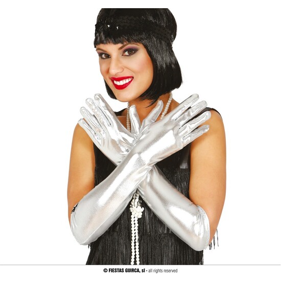 GUANTES METALIZADO PLATA 44 CMS. image 0