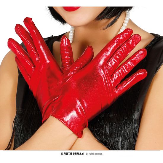 GUANTES METALIZADO ROJO 22 CMS. image 0