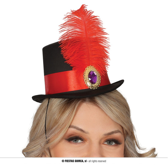 CHISTERA MINIHAT CON PLUMA ROJA image 0