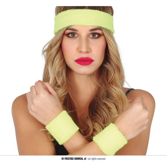 CONJUNTO 2 MUÑEQUERAS Y CINTA AMARILLO image 0