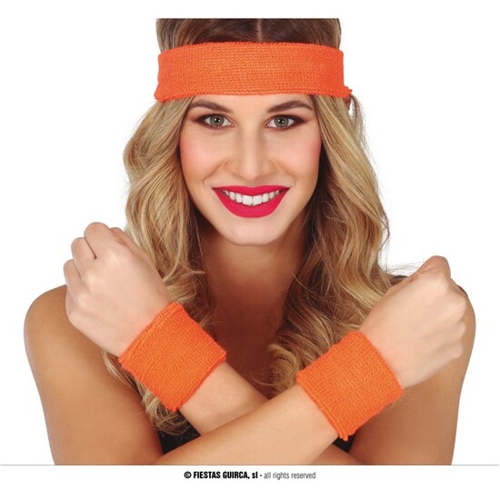 CONJUNTO 2 MUÑEQUERAS Y CINTA NARANJA image 0