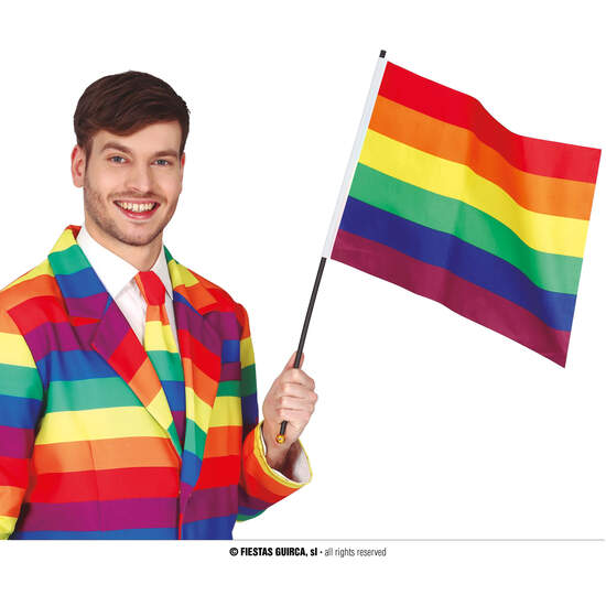 BANDERA CON PALO ARCOIRIS 35X45 CMS image 0