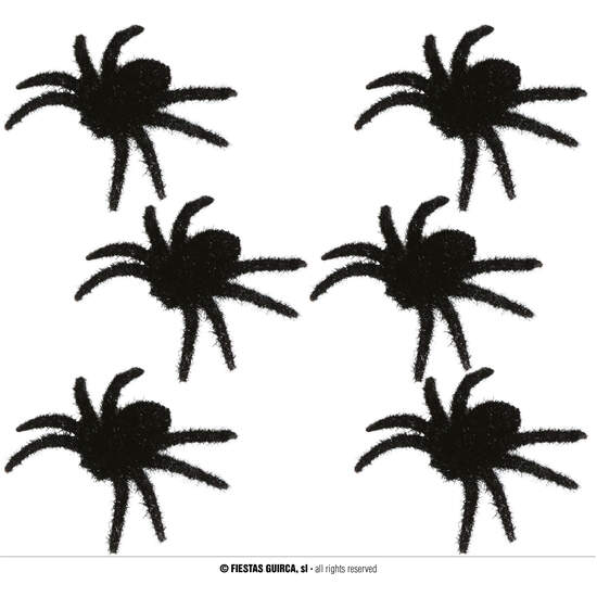 SET DE 6 ARAÑAS PELUDAS NEGRAS 6 CMS image 0