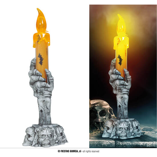 PORTAVELAS CALAVERA CON VELA LED 15 CMS image 0