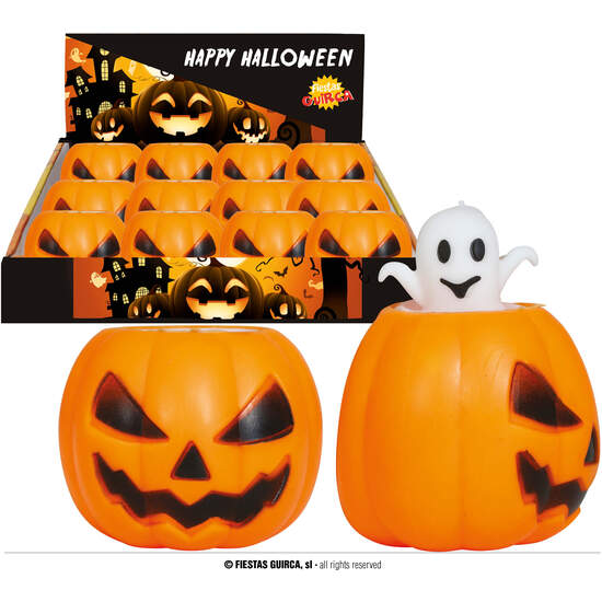 CAJA DE 12 CALABAZAS GOMA CON FANTASMA 5 CMS image 0
