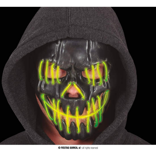 MASCARA NEGRA SONRRIENTE CON LUZ, PVC image 0
